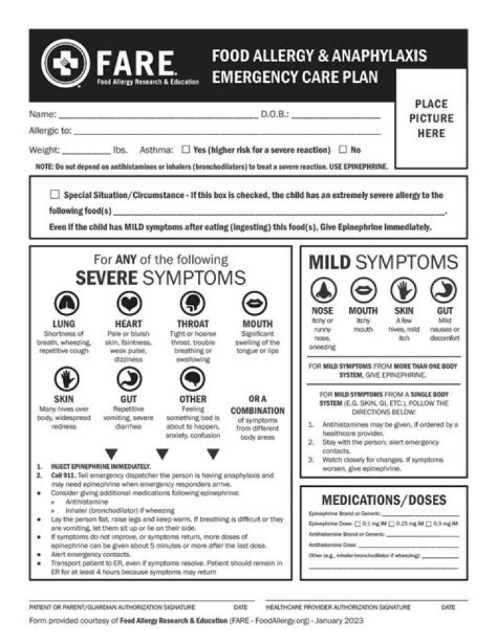 Fare Food Allergy Action Plan PDF: Safe Eating Guide