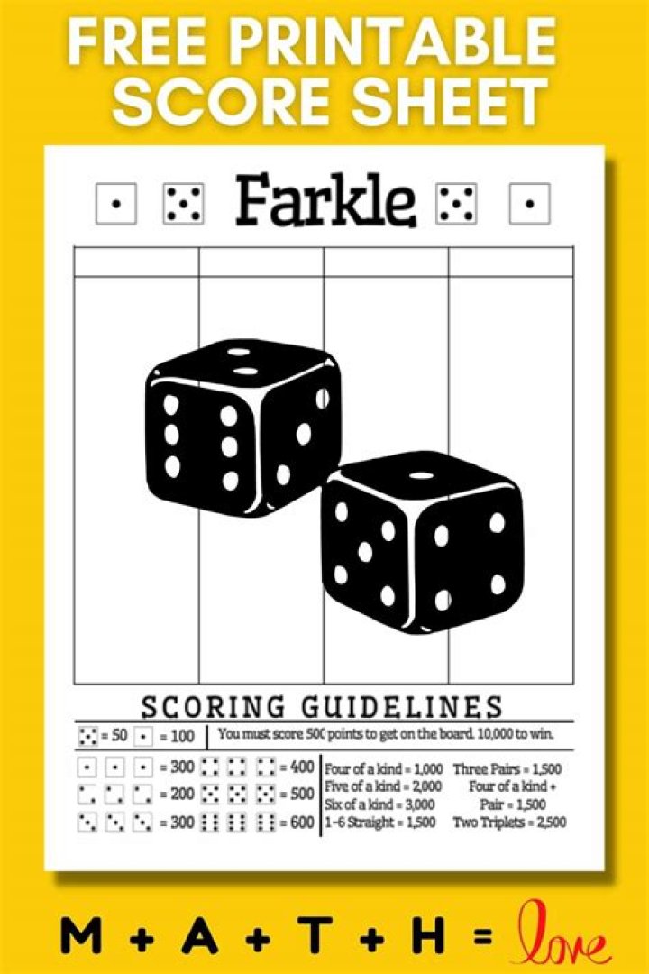 Farkle Scoring Sheet PDF for Accurate Game Tracking