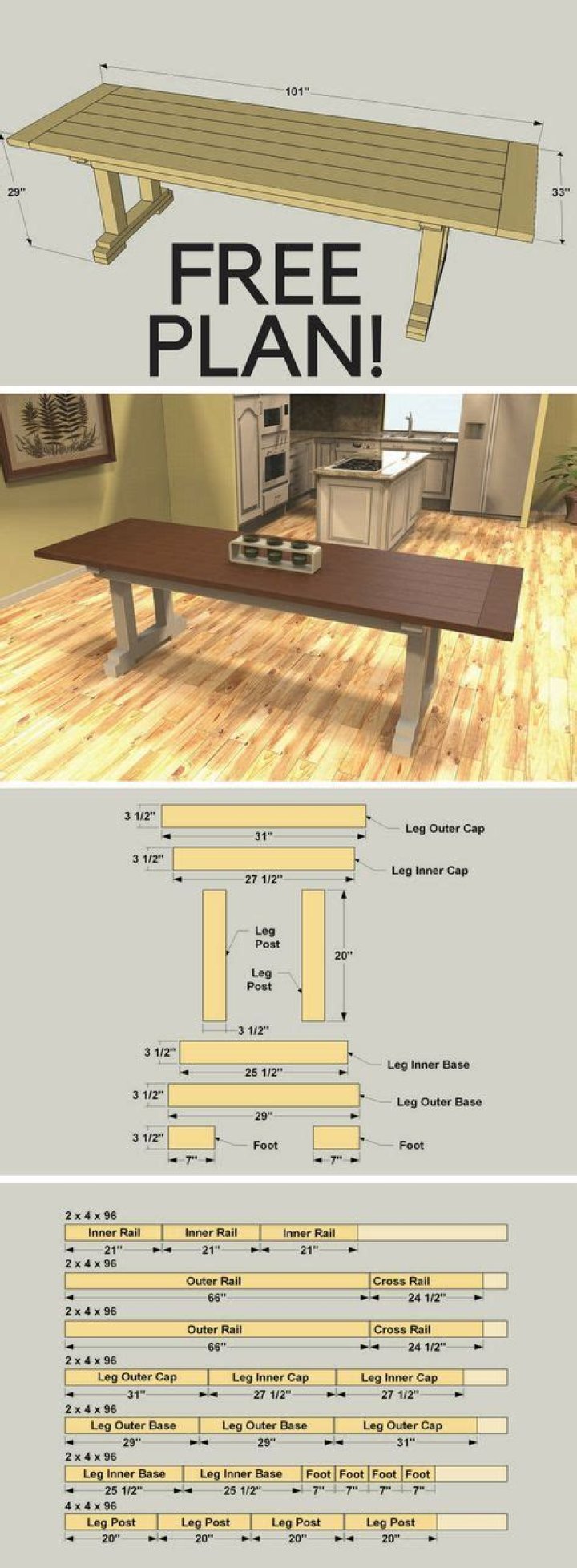 Free Farmhouse Table Plans PDF – Download Stylish DIY Plans