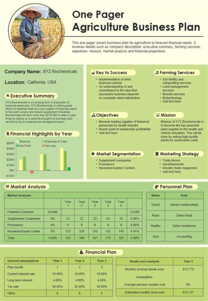 Farming Agricultural Business Plan Sample PDF – Free Template