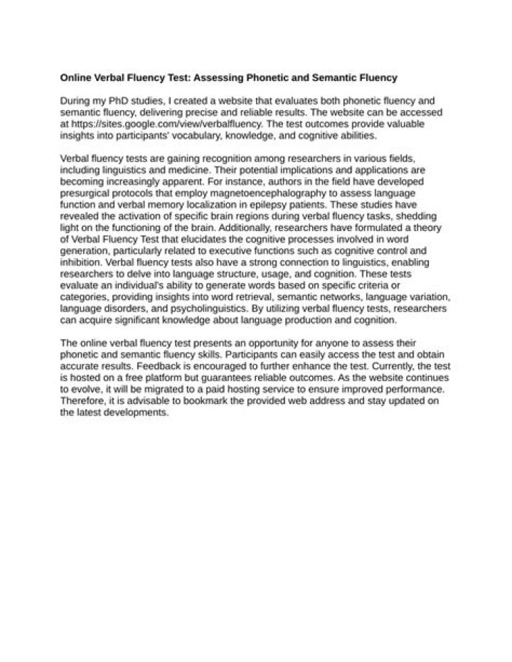 FAS Test Verbal Fluency PDF: Practice & Preparation Guide