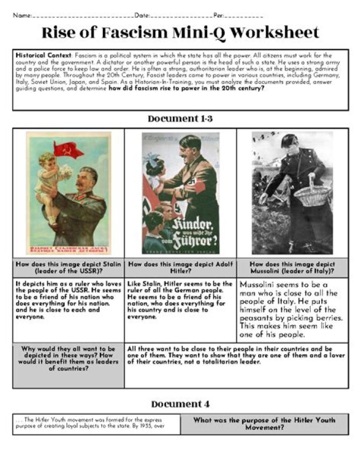 Fascism Worksheet PDF: Analyze Key Historical Concepts