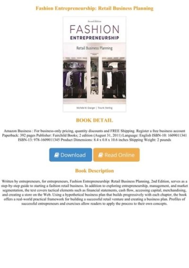 Fashion Entrepreneurship Retail Business Planning PDF: Step-by-Step Guide