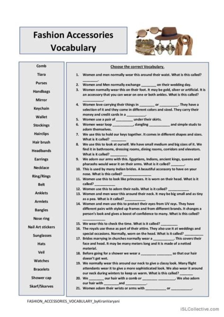 Free Fashion Worksheets PDF for Stylish Learning
