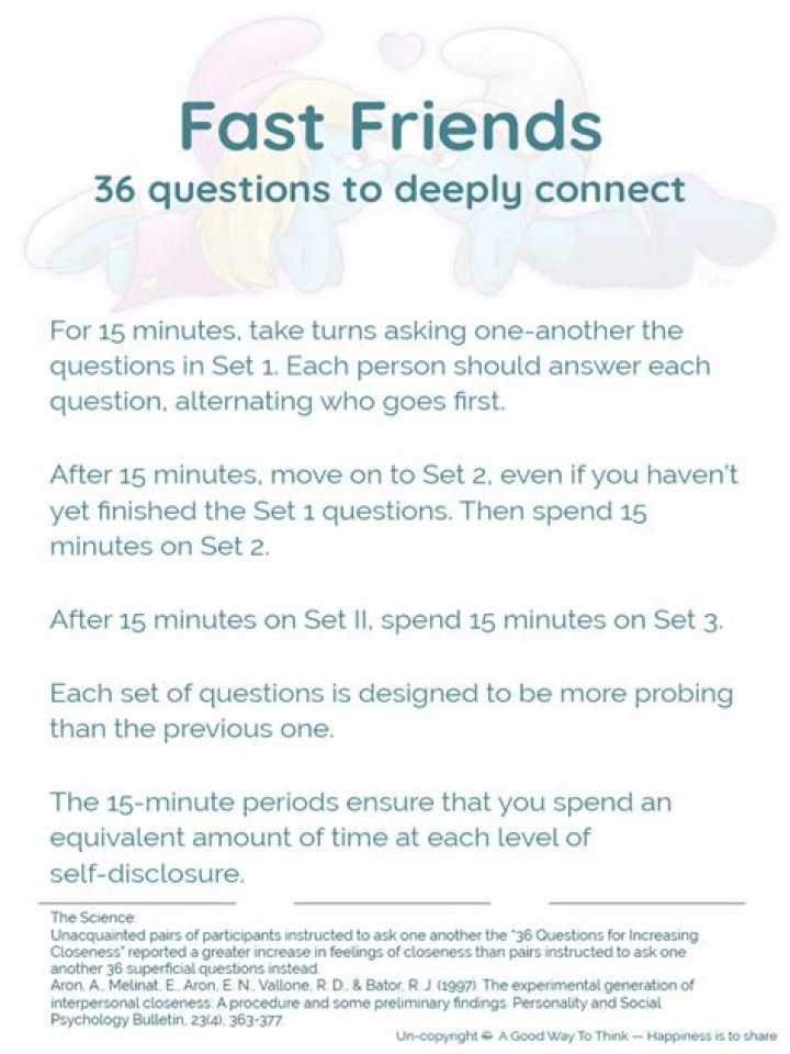 Fast Friends Procedure: 36 Questions PDF Free Download