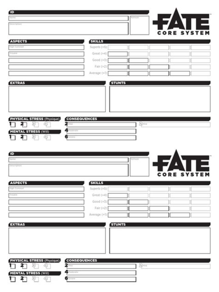 Fate Core Character Sheet PDF – Download Your Complete RPG Character Template