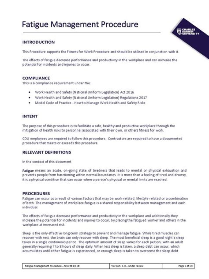 Effective Fatigue Management Policy PDF Guide