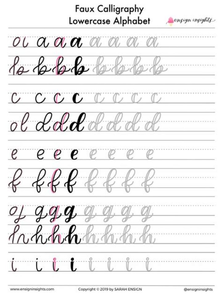 Faux Calligraphy Alphabet Worksheets PDF – Printable Calligraphy Practice