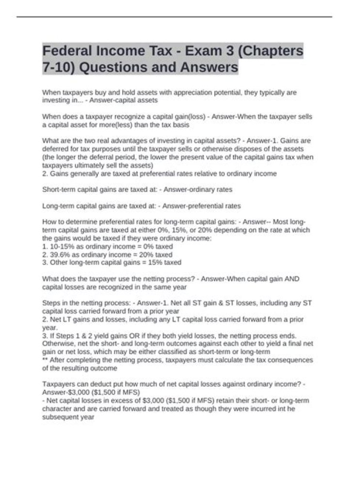 Federal Income Tax Exam Questions and Answers PDF – Complete Study Guide