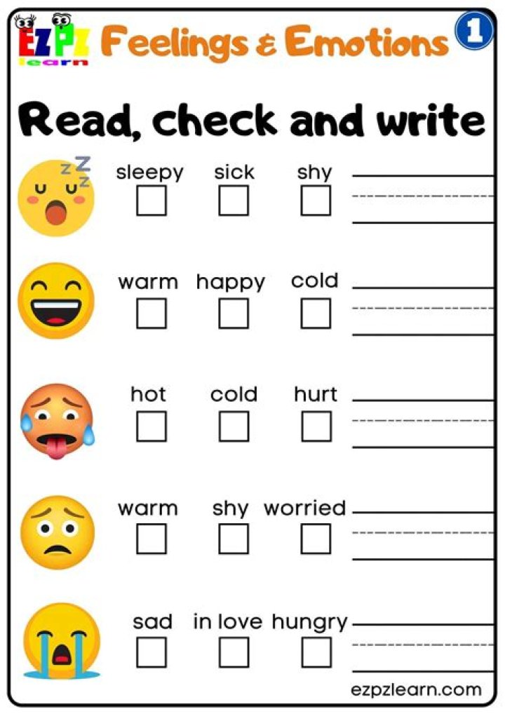 Feelings Worksheets for Kindergarten PDF: Help Kids Learn Emotions Easily