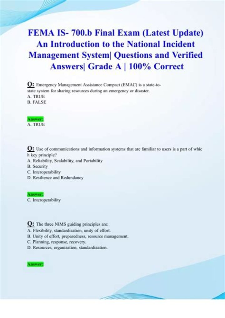 FEMA Final Exam 700B Answers PDF: Official CQEMC Exam Prep & Answers