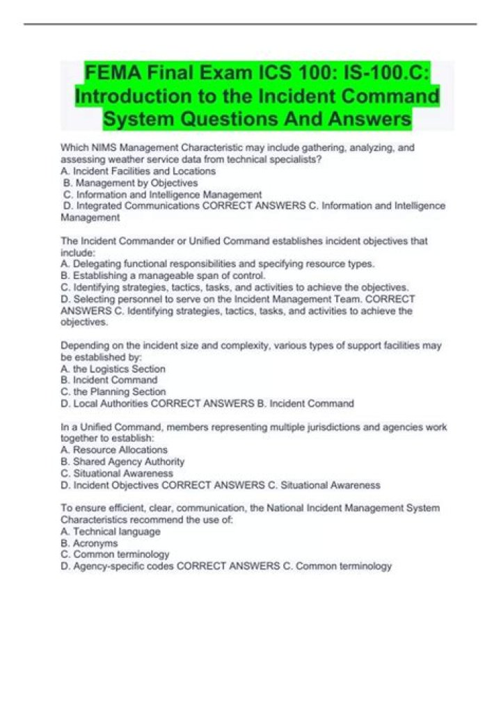 FEMA IS-100C Answers PDF: Official Emergency Response Guide