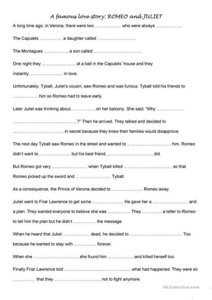 Figurative Language in Romeo and Juliet: Worksheet Answers PDF