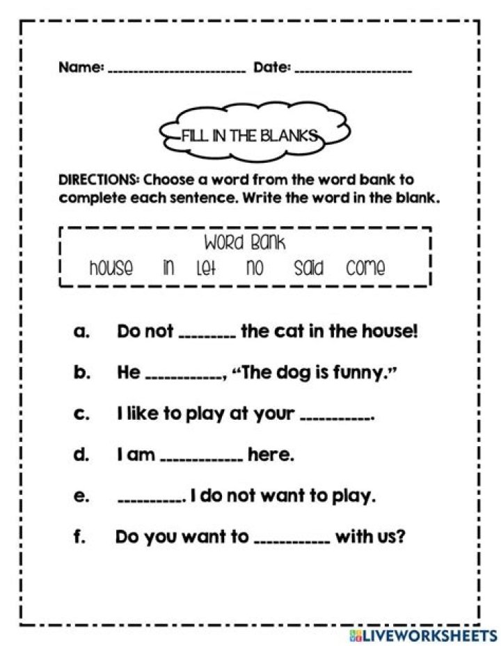 Free Fill-in-the-Blank Worksheets PDF - Instant Download