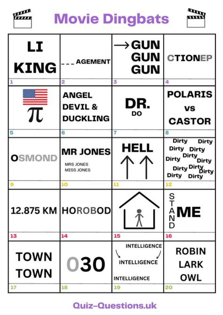 Film Dingbats with Answers: PDF Guide to Classic Film Trivia