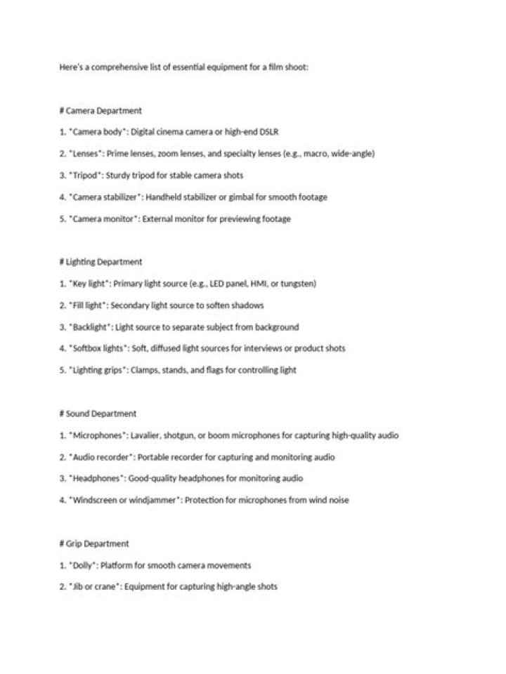 Complete Film Production Equipment List PDF for Beginners