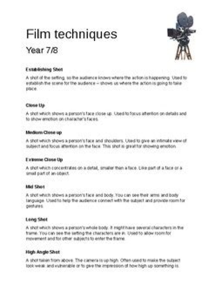 Master Film Techniques: Free Worksheet PDF for Students & Educators