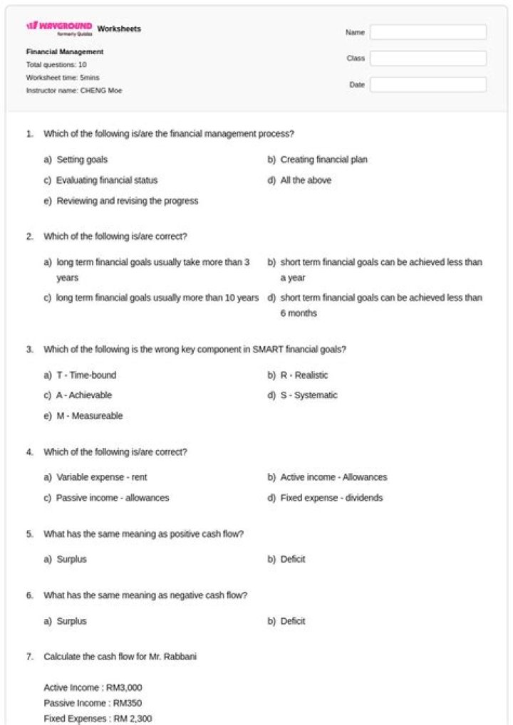 Financial Management Quiz with Answers PDF: Master Financial Skills