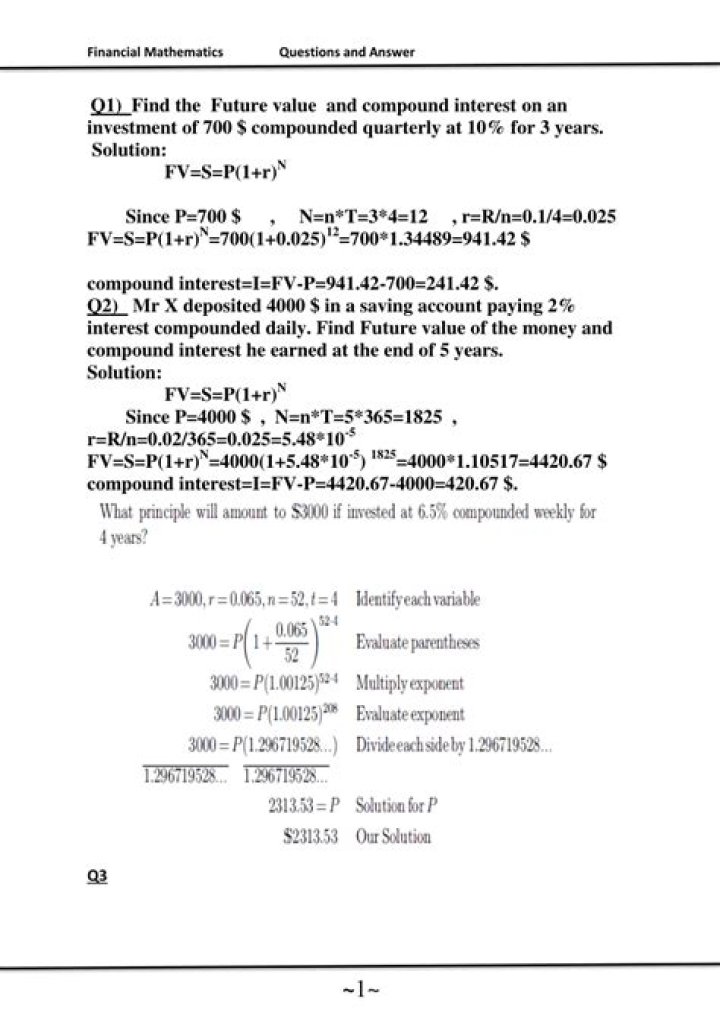 Financial Mathematics PDF Questions & Answers: Master the Concepts