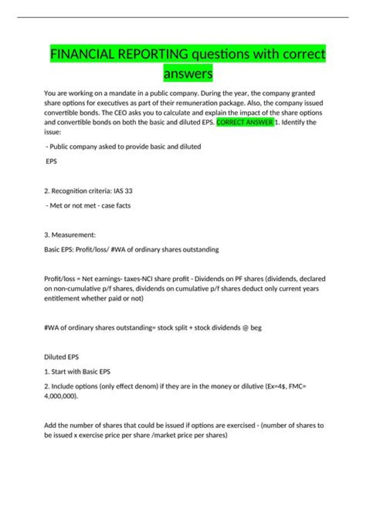 Financial Reporting Questions and Answers PDF: Expert Guidance