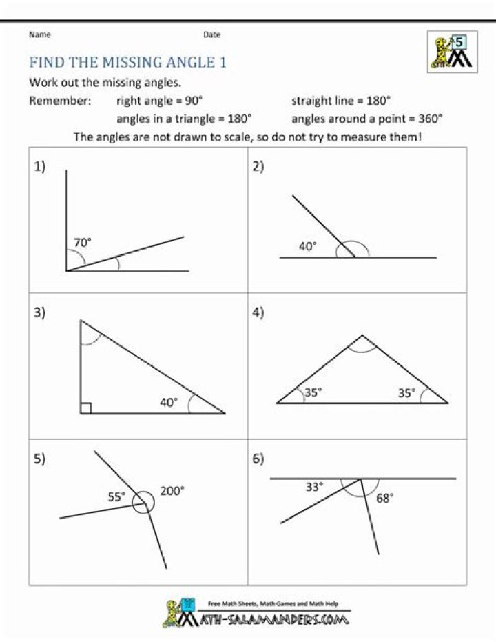 Find the Missing Angle Worksheet PDF – Instant Download