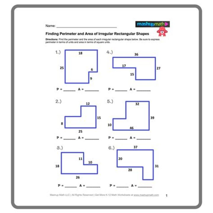 Free Finding Area and Perimeter Worksheets PDF for Math Practice