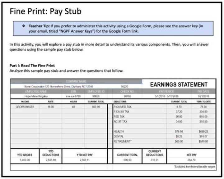 Fine Print Pay Stub Answer Key PDF – Clear Explanations
