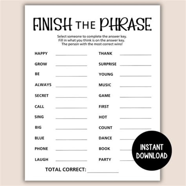 Finish the Phrase With Answers PDF Free Download