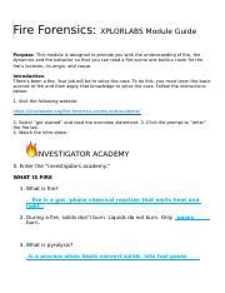 Fire Forensics Xplorlabs Module Guide Answer Key PDF: Step-by-Step Solution