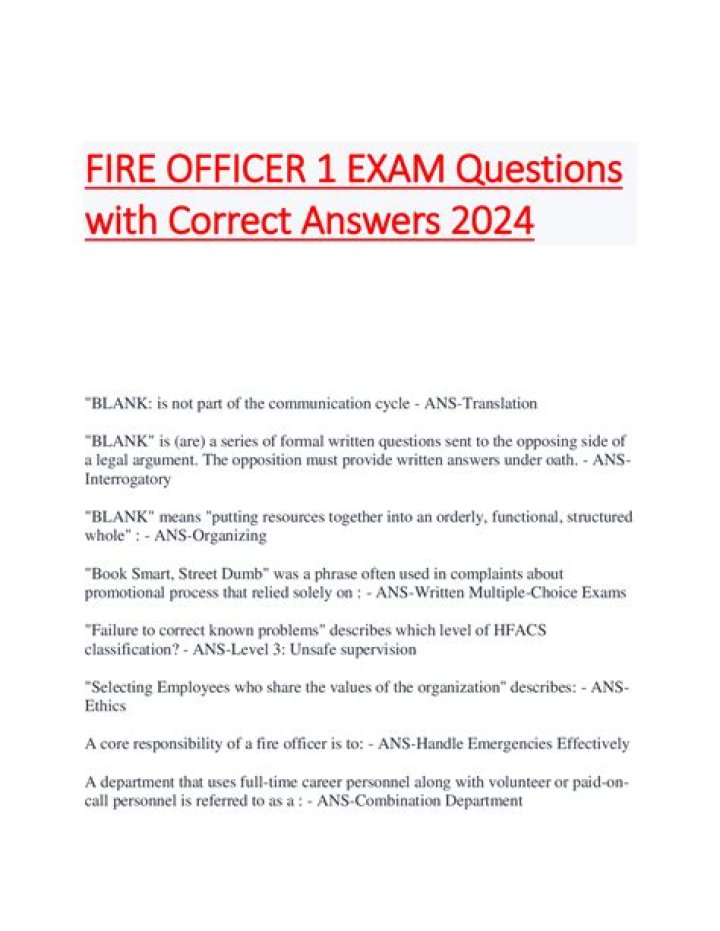 Fire Officer Exam Questions and Answers PDF – Crack Your Test