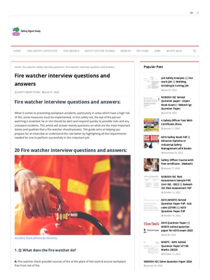 Fire Watcher Interview Questions PDF: Expert Prep Guide