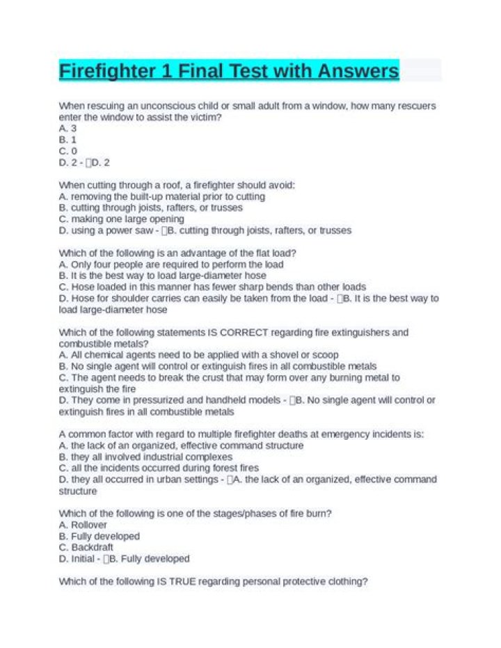 Firefighter 1 Test Answers PDF – Official Practice Guide