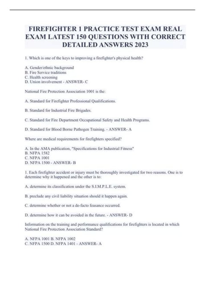 Firefighter Test Questions and Answers PDF Free Download