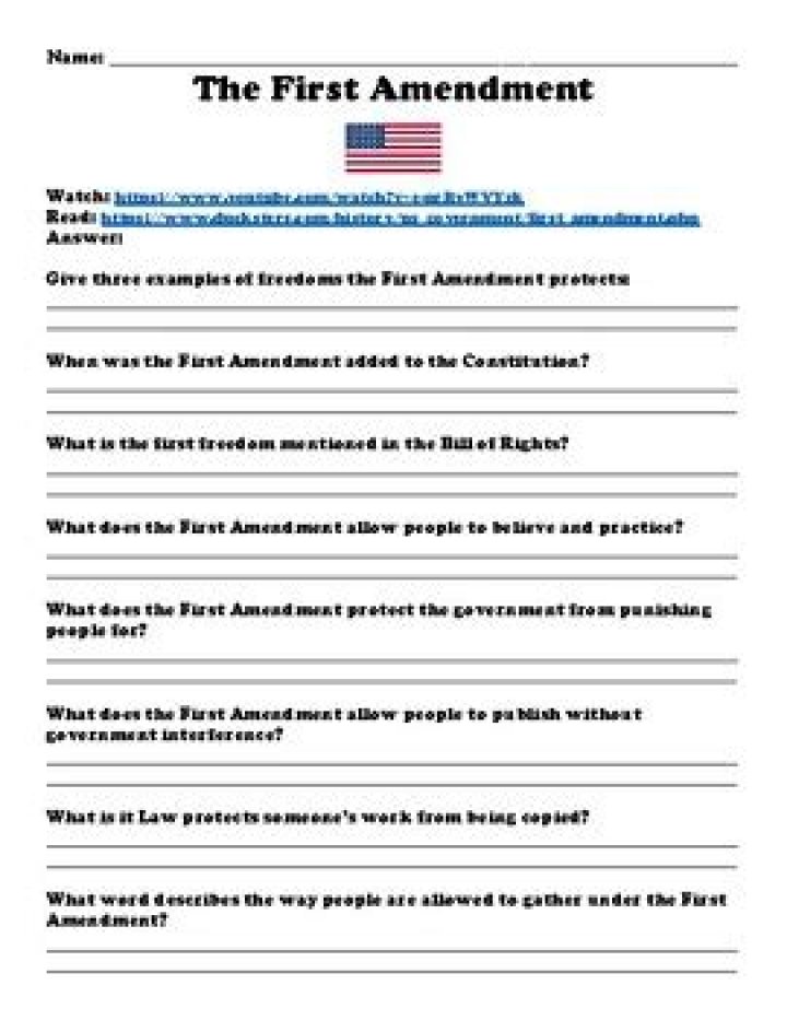 First Amendment Worksheet PDF: Free Printable Legal Rights Activity