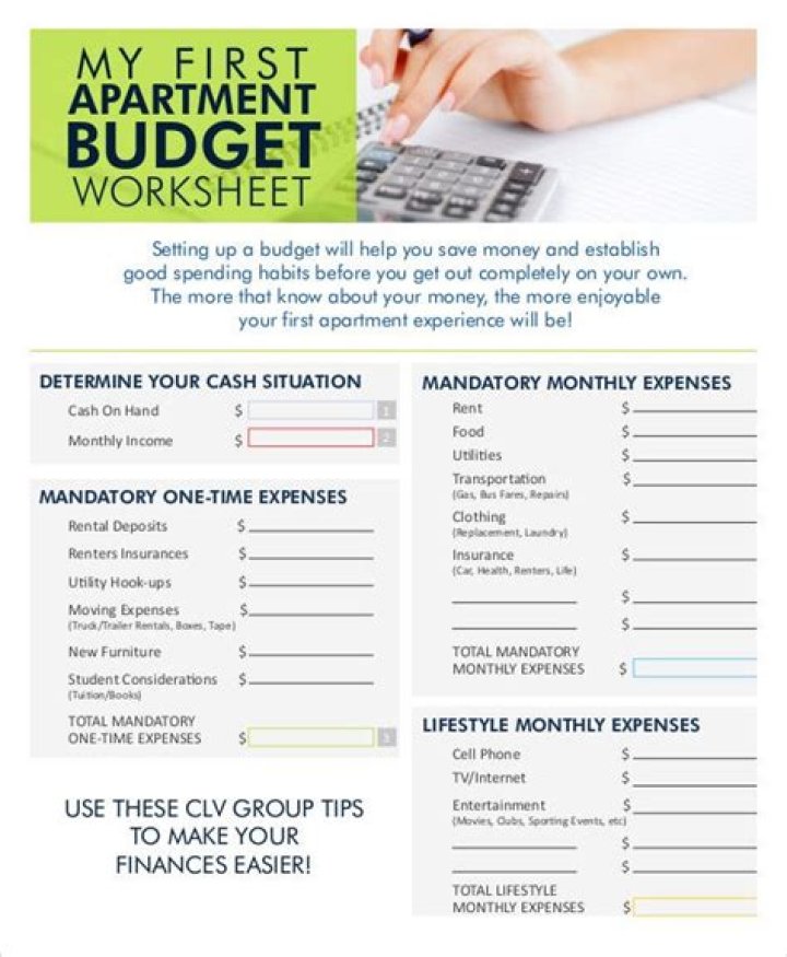 First Apartment Budget Worksheet PDF – Track Your Monthly Costs