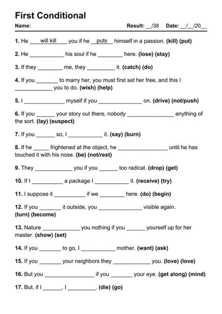 First Conditional Exercises PDF with Answers: Practice & Improve Your Grammar