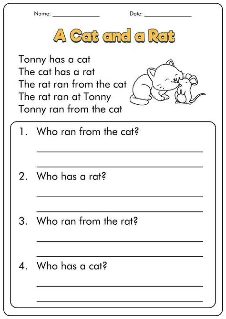 Free First Grade Reading Comprehension Worksheets PDF for Home & Classroom