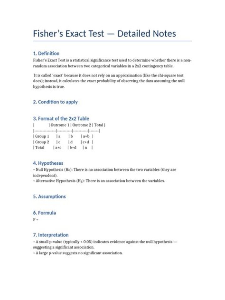 Fisher's Exact Test PDF – Accurate Statistical Analysis Tool