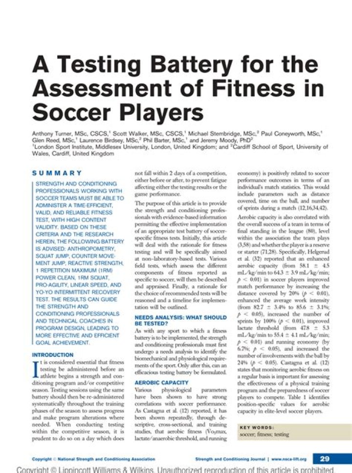 Fitness Test for Soccer Players PDF: Boost Performance & Prevent Injuries