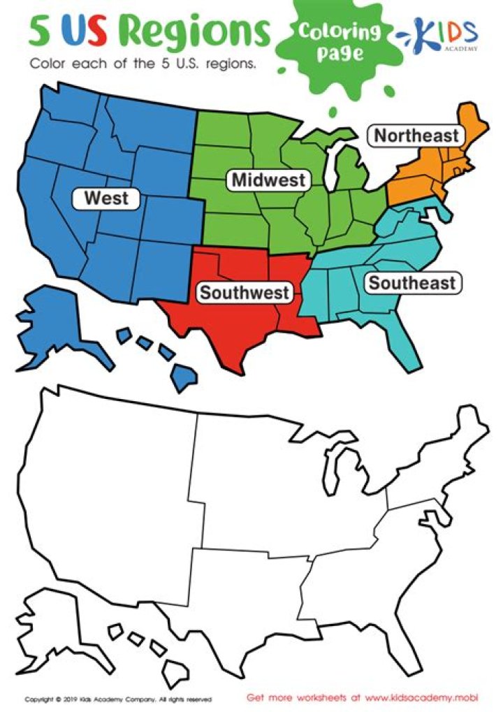 Free Printable Worksheets: Five Regions of the United States PDF