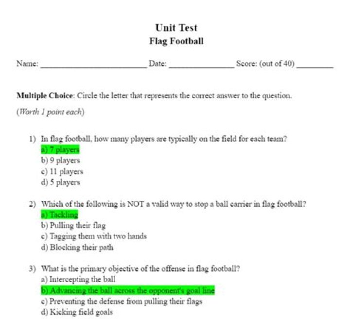 Free Flag Football Test PDF: Practice & Evaluate Your Skills