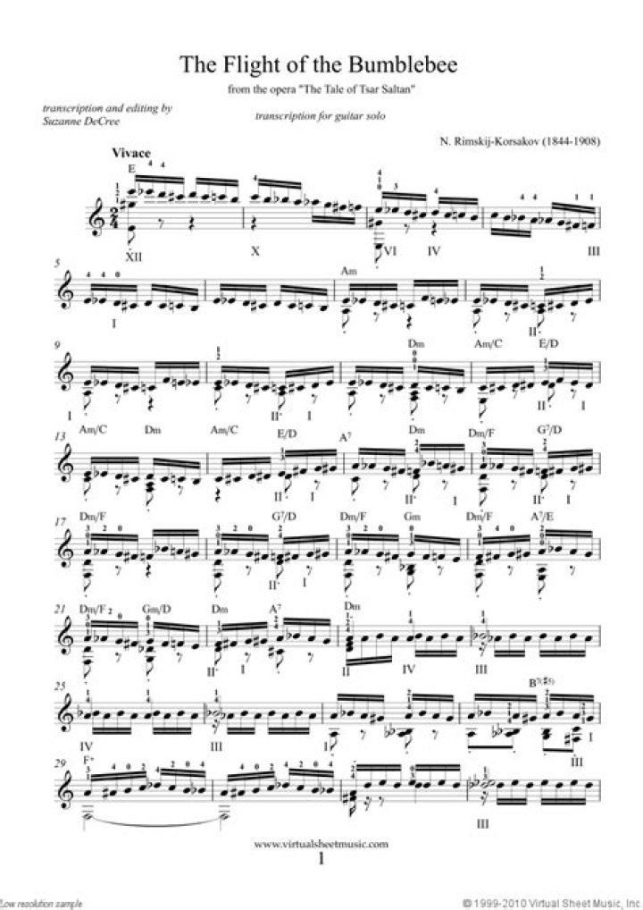 Flight of the Bumblebee Guitar Sheet Music PDF – Play Instantly