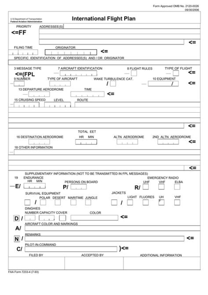 Download Free Flight Plan Form PDF for Easy Travel Planning