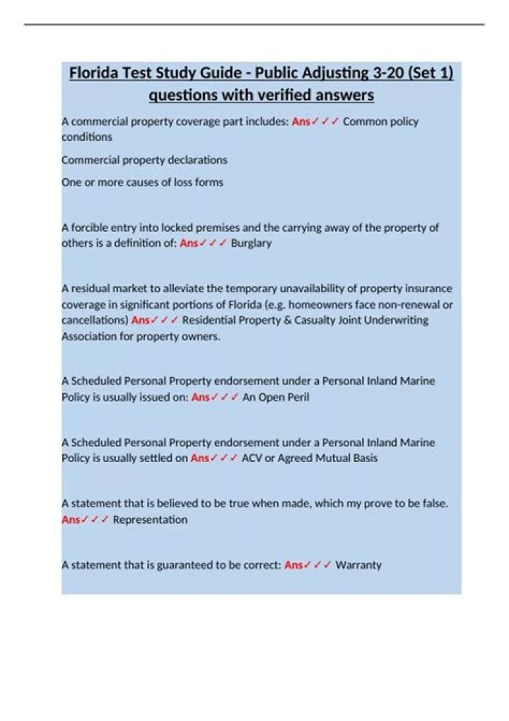 Florida Adjuster License Test Answers PDF: Pass with Confidence