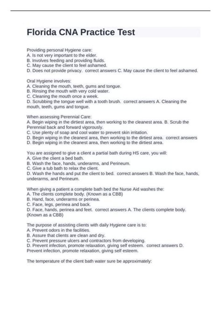 Florida CNA Practice Test PDF: Boost Your Exam Readiness