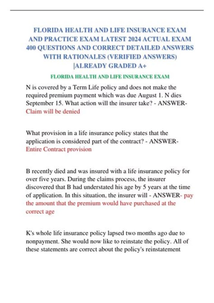 Free Florida Life Insurance Exam Questions & Answers PDF – Download Now