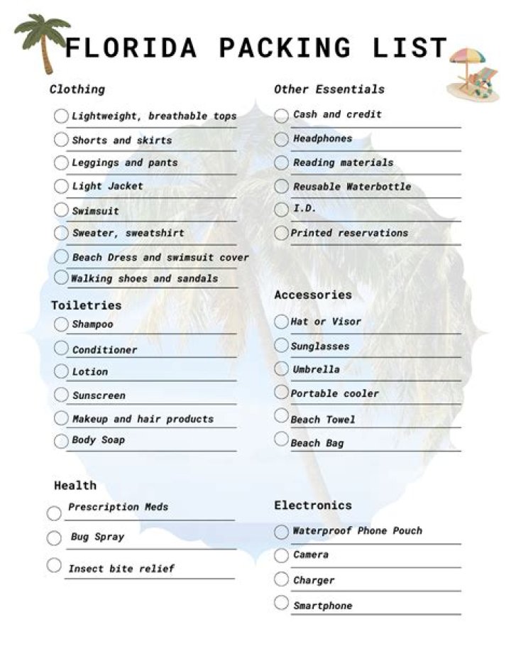 Florida Packing List PDF – Essential Items for Your Florida Trip