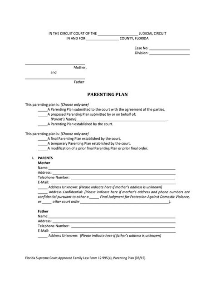 Florida Parenting Plan PDF: Legal Guide & Templates