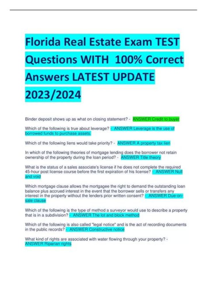 Florida Real Estate Exam Questions PDF: Master Your Test