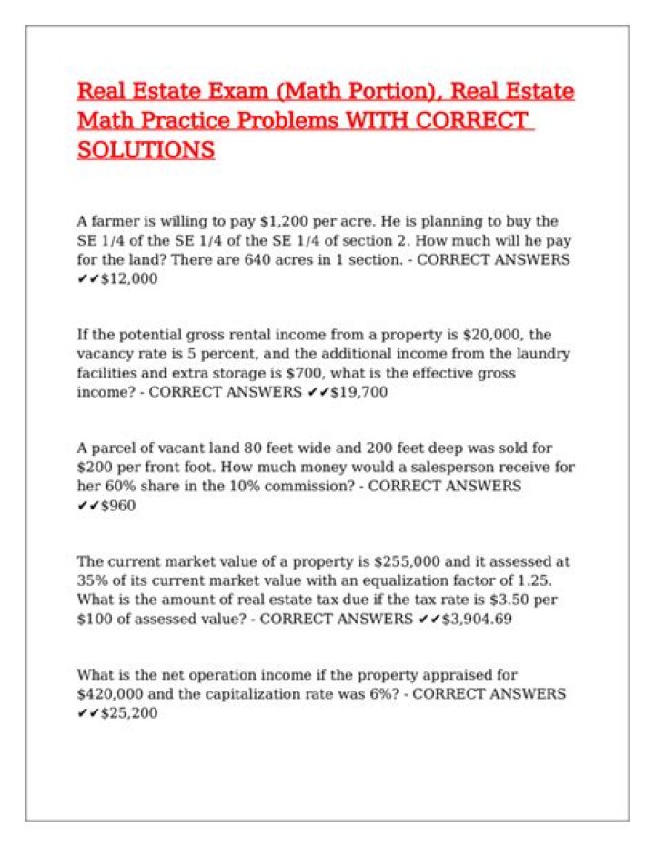 Florida Real Estate Math Practice Worksheets PDF for Home Buyers